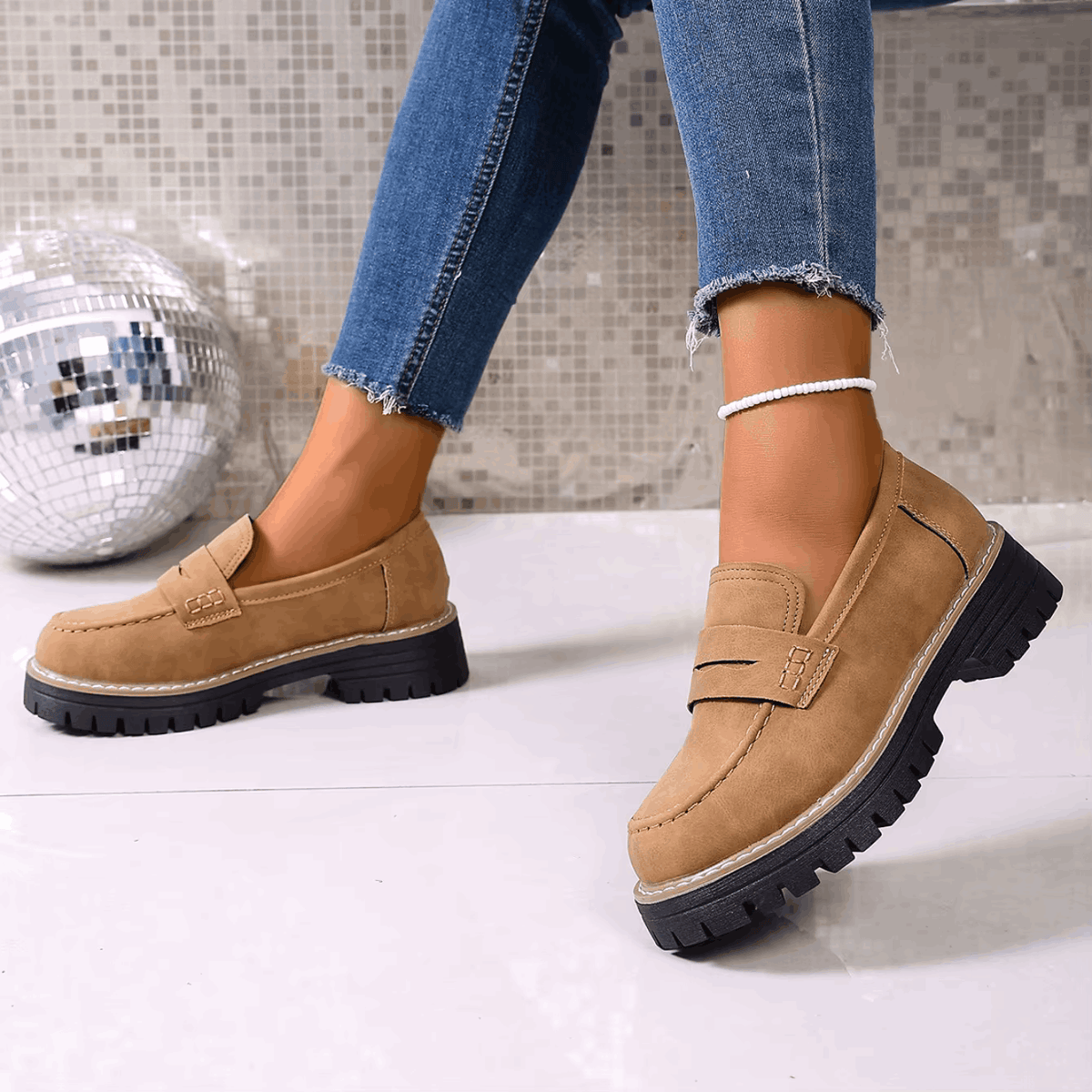 Mocassini Donna con Plateau in Stile College
