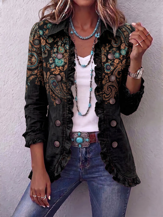Giacca Donna Boho in Fantasia Paisley con Volant