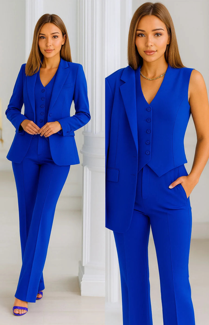 Completo Donna Elegante 3 Pezzi con Blazer e Pantaloni