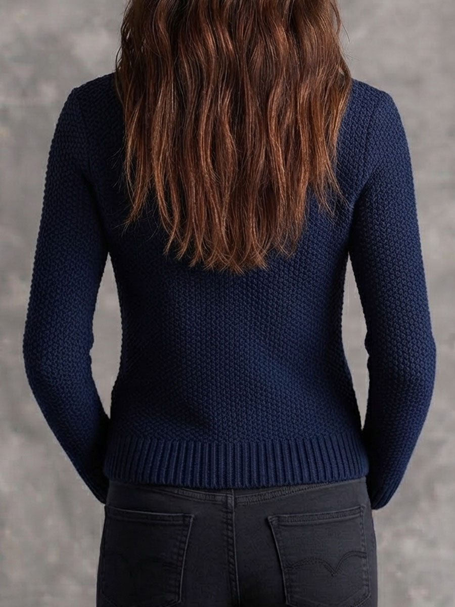 Giacca Donna in Maglia Testurizzata con Doppia Zip e Dettagli in Ecopelle
