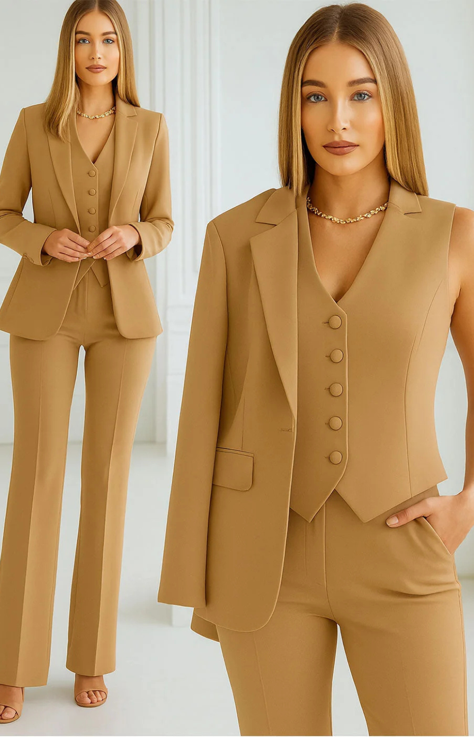 Completo Donna Elegante 3 Pezzi con Blazer e Pantaloni