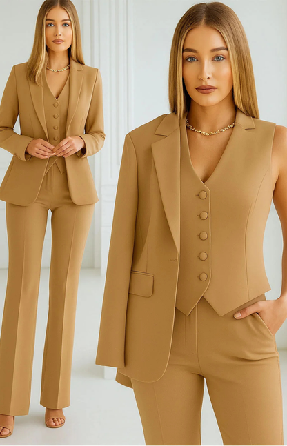 Completo Donna Elegante 3 Pezzi con Blazer e Pantaloni
