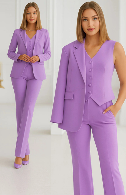 Completo Donna Elegante 3 Pezzi con Blazer e Pantaloni