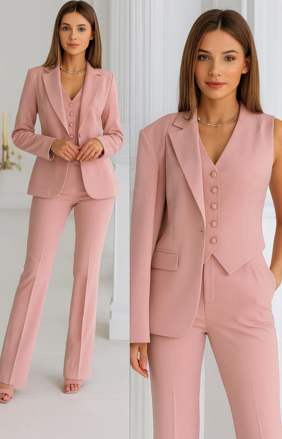 Completo Donna Elegante 3 Pezzi con Blazer e Pantaloni
