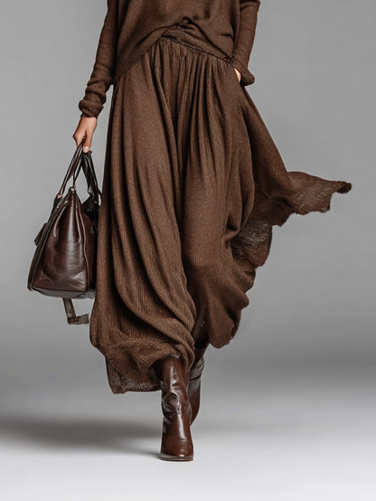 Completo Donna in Maglia con Girocollo e Gonna Maxi