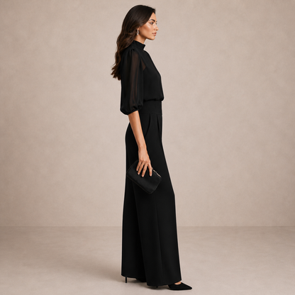 Completo Donna Elegante 3 Pezzi con Top e Pantaloni Palazzo