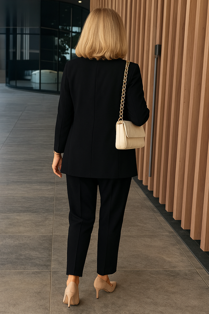 Completo Donna Elegante con Blazer e Pantaloni Palazzo