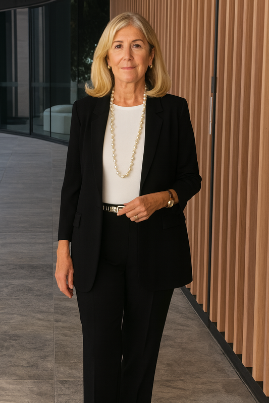 Completo Donna Elegante con Blazer e Pantaloni Palazzo