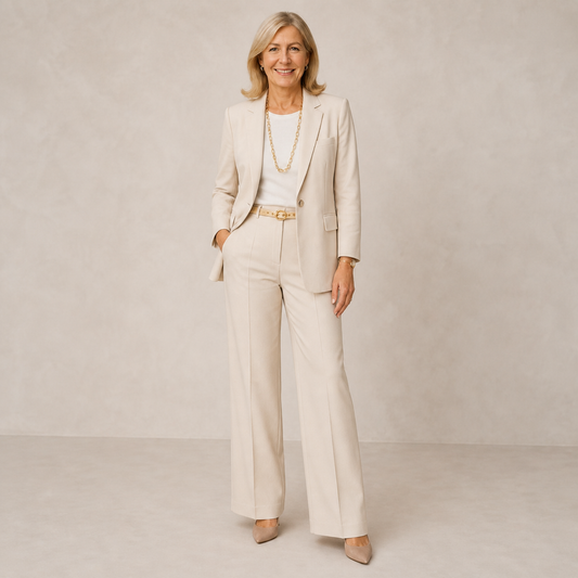 Completo Donna Elegante con Blazer e Pantaloni Palazzo