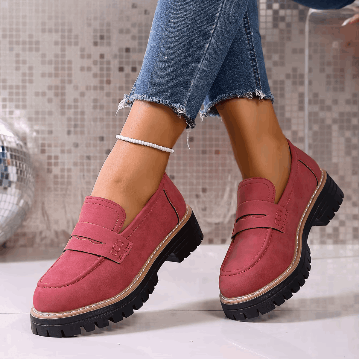 Mocassini Donna con Plateau in Stile College