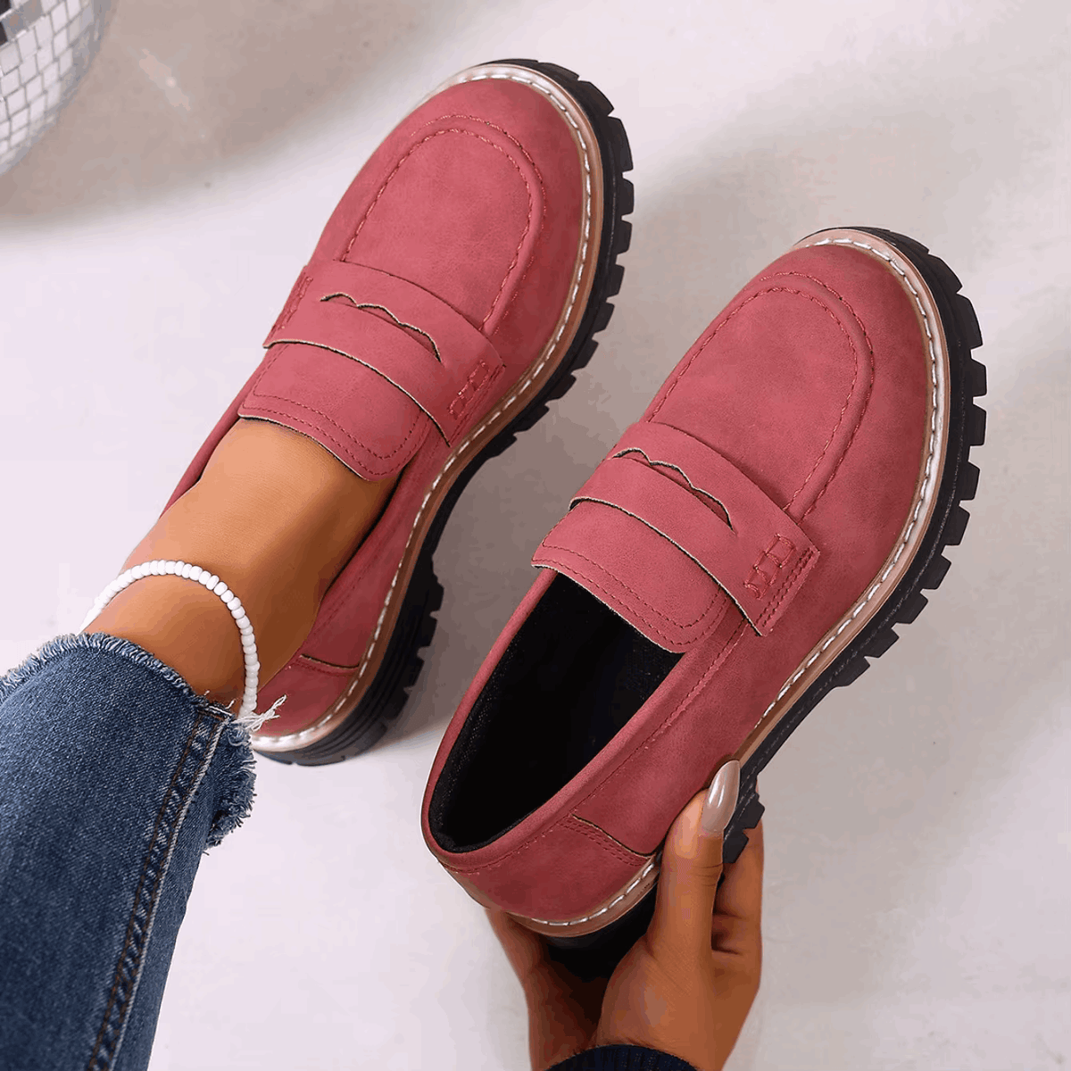 Mocassini Donna con Plateau in Stile College