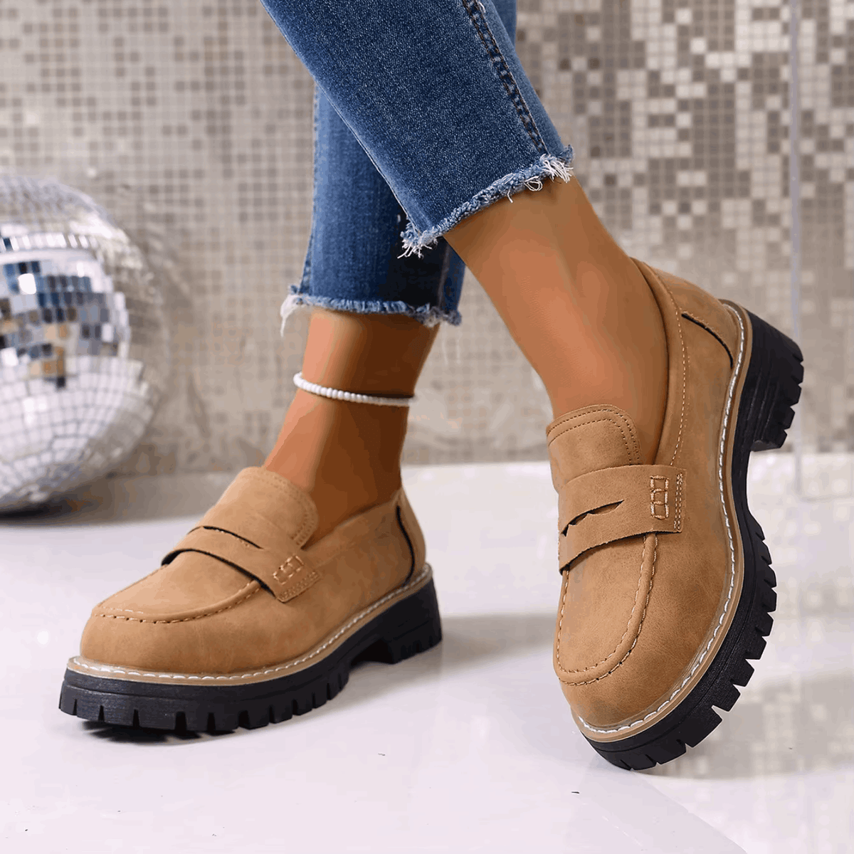 Mocassini Donna con Plateau in Stile College