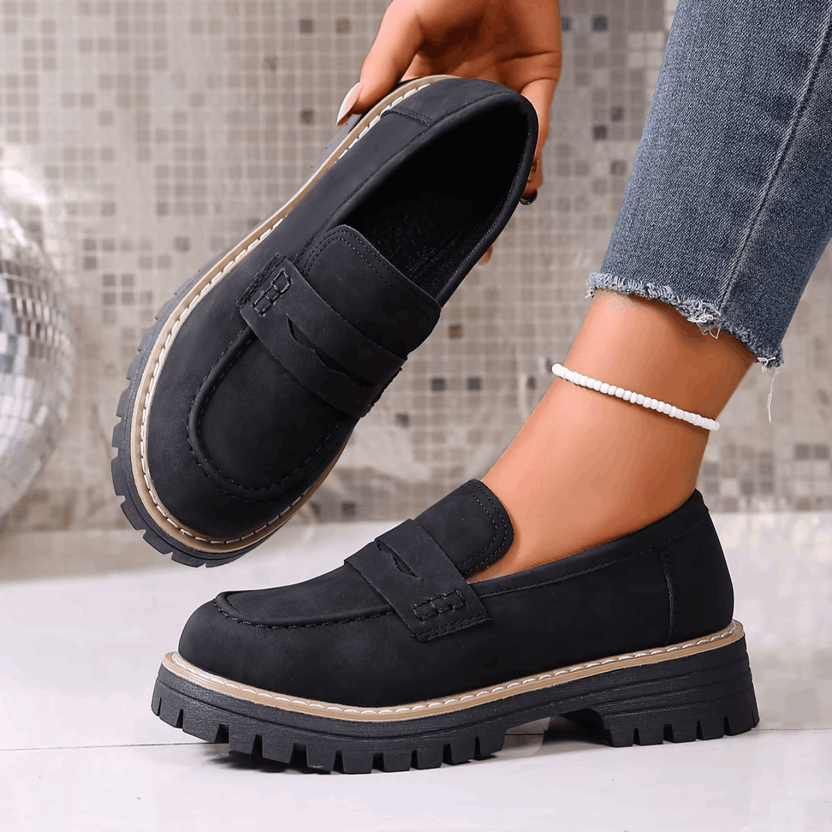 Mocassini Donna con Plateau in Stile College