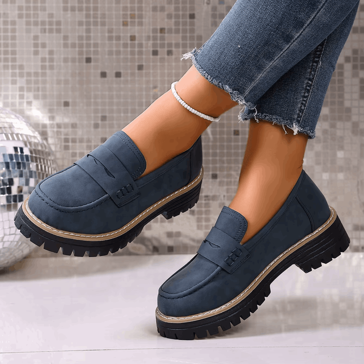 Mocassini Donna con Plateau in Stile College