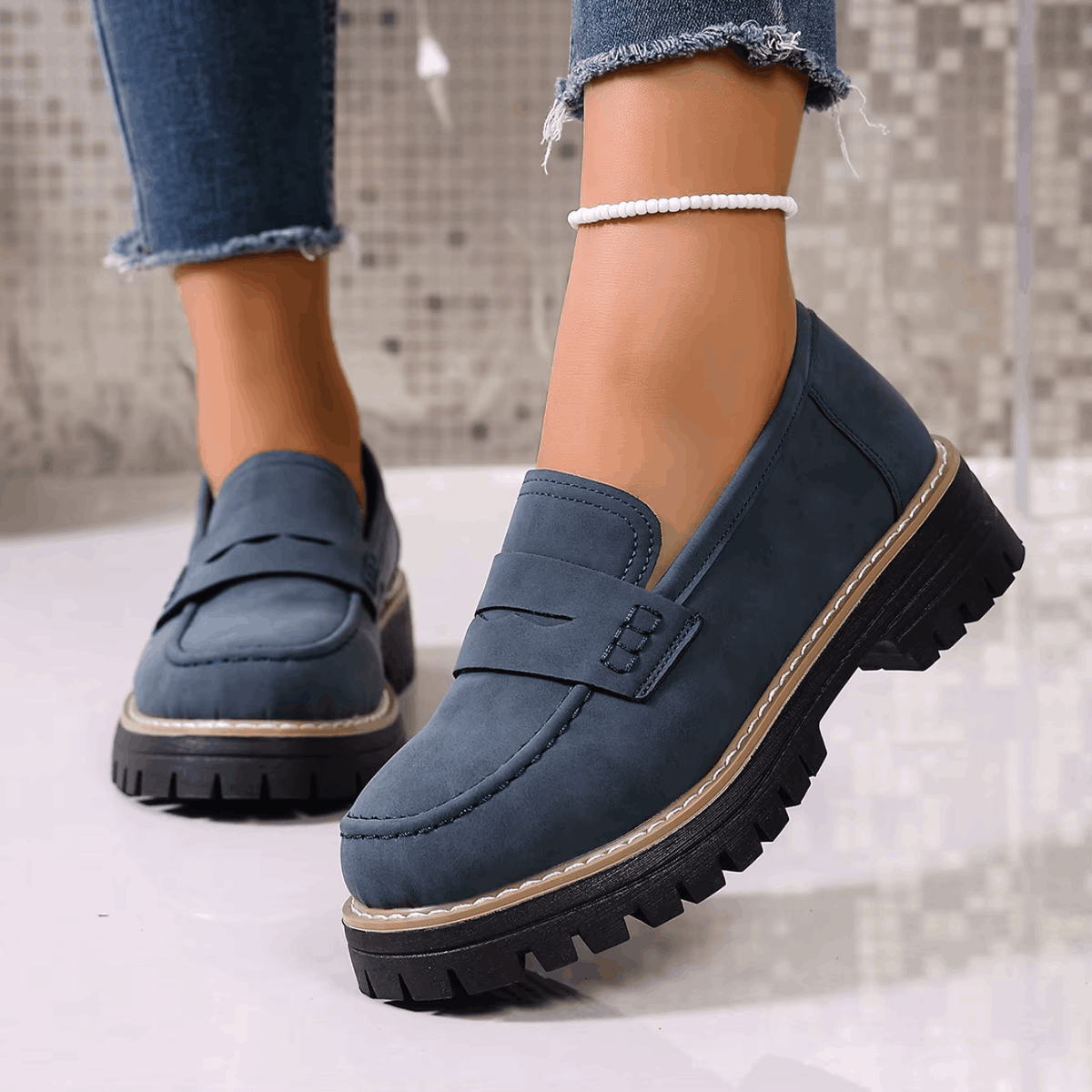 Mocassini Donna con Plateau in Stile College