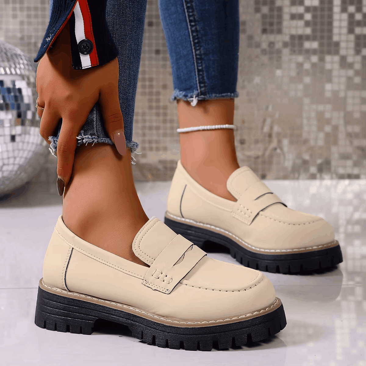 Mocassini Donna con Plateau in Stile College