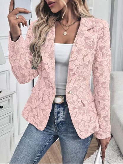 Blazer Donna Aderente in Jacquard Paisley Marrone