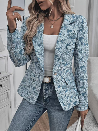 Blazer Donna Aderente in Jacquard Paisley Marrone