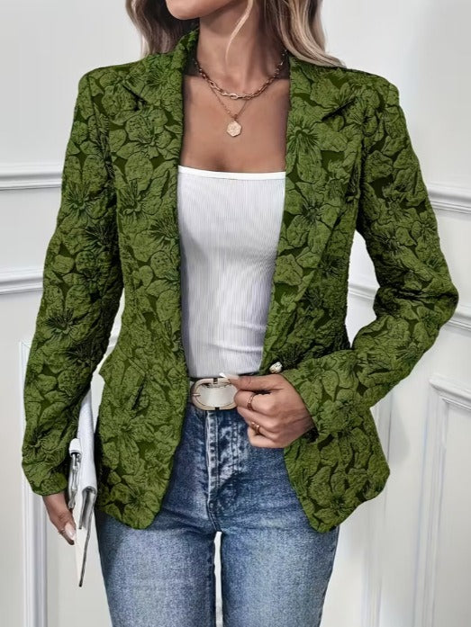 Blazer Donna Aderente in Jacquard Paisley Marrone