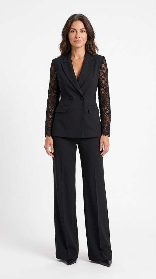 Completo Blazer e Pantaloni a Gamba Larga