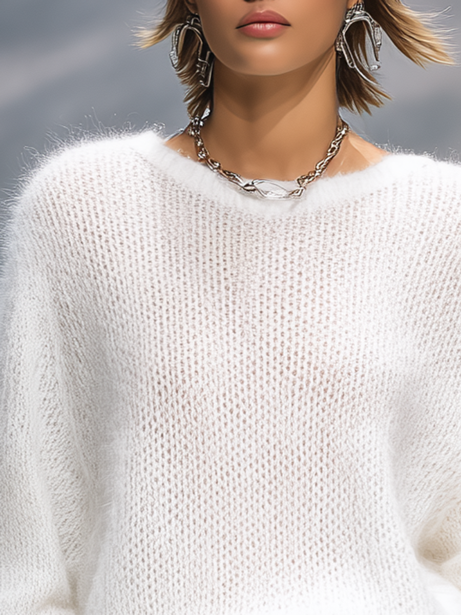 Maglione donna girocollo in maglia morbida a vestibilità comoda