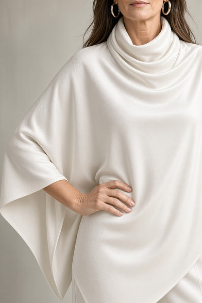 Completo Donna in Velluto Drappeggiato con Top a Collo Cowl e Pantaloni Palazzo